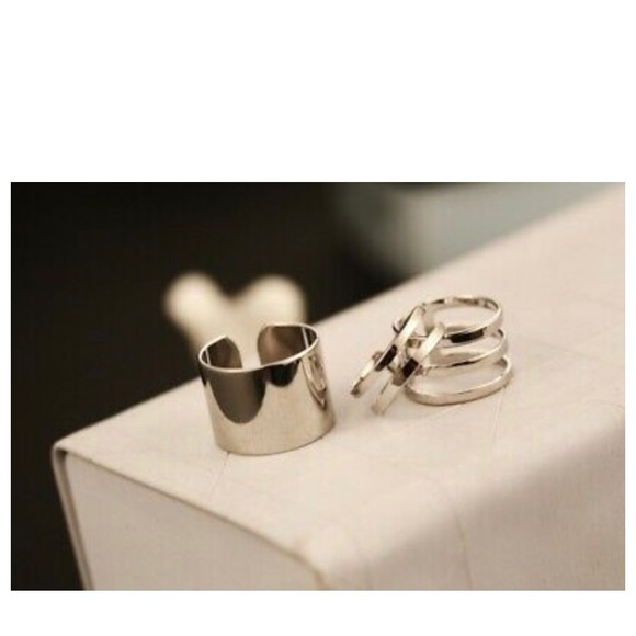 NEW rings Set 3rings midfinger stack silver ring - Picture 2 of 5